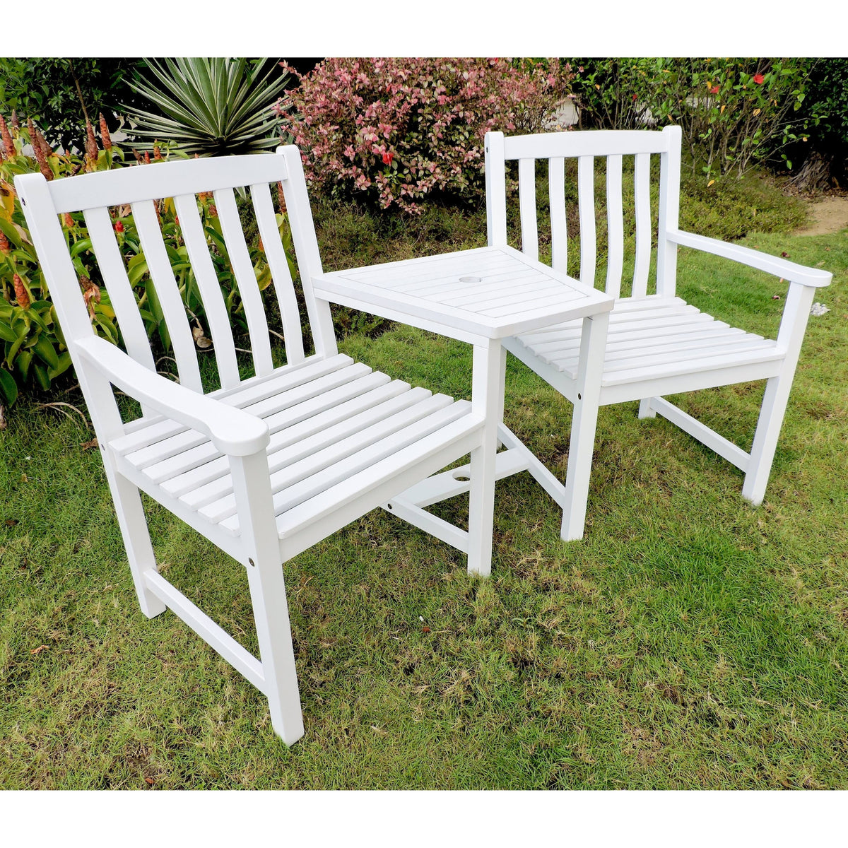 Antique White Double Patio Conversation Chair Y37218