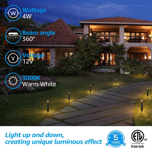 12-Pack Low Voltage Landscape Pathway Lights, Black, Die-Casted Aluminum H3079