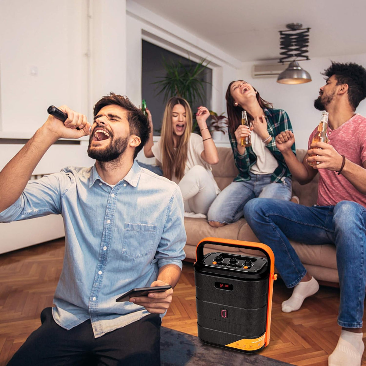 Rechargeable Bluetooth Karaoke Speaker with Microphone W9117
