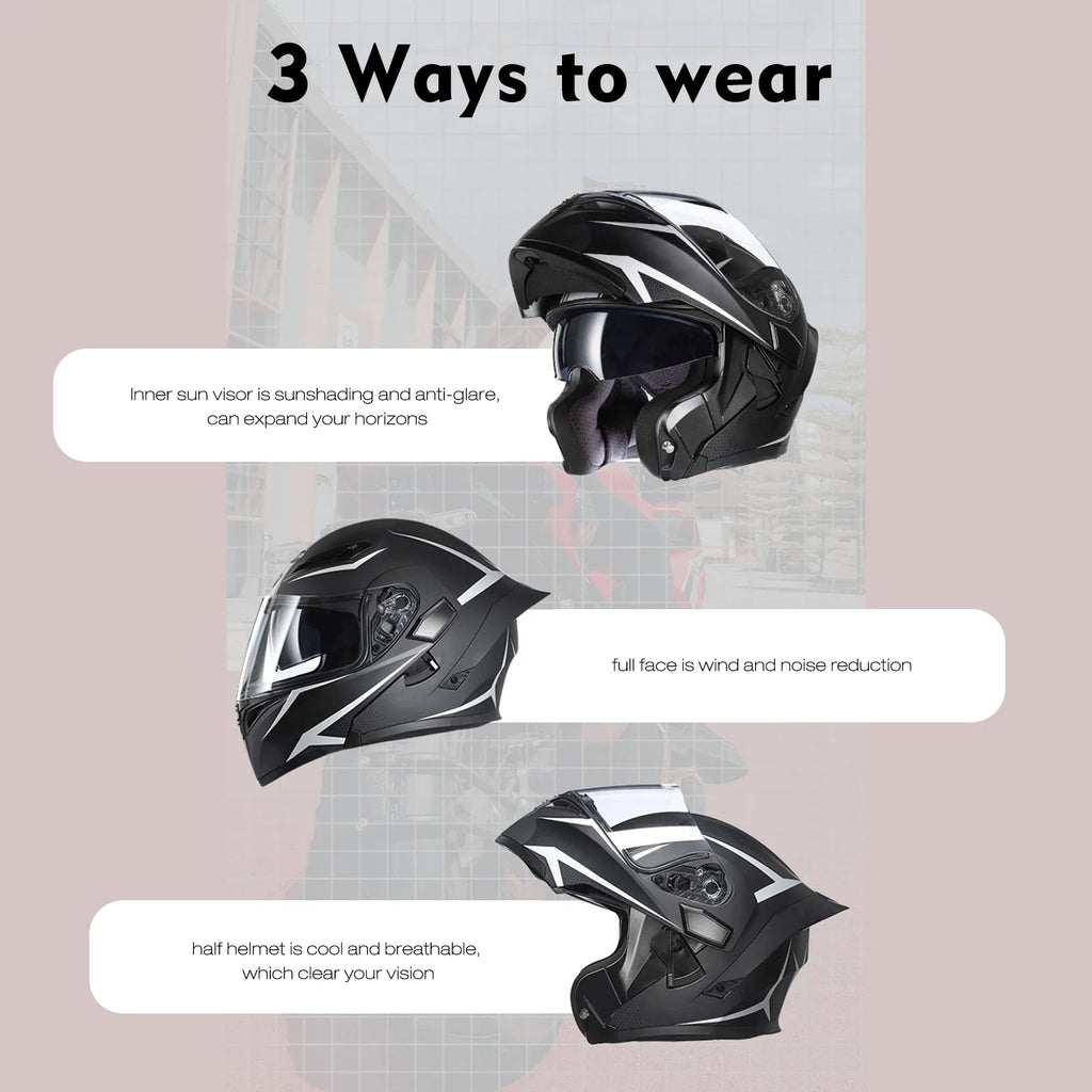 Motorcycle Dual Visor Flip up Full Face Helmet L27759