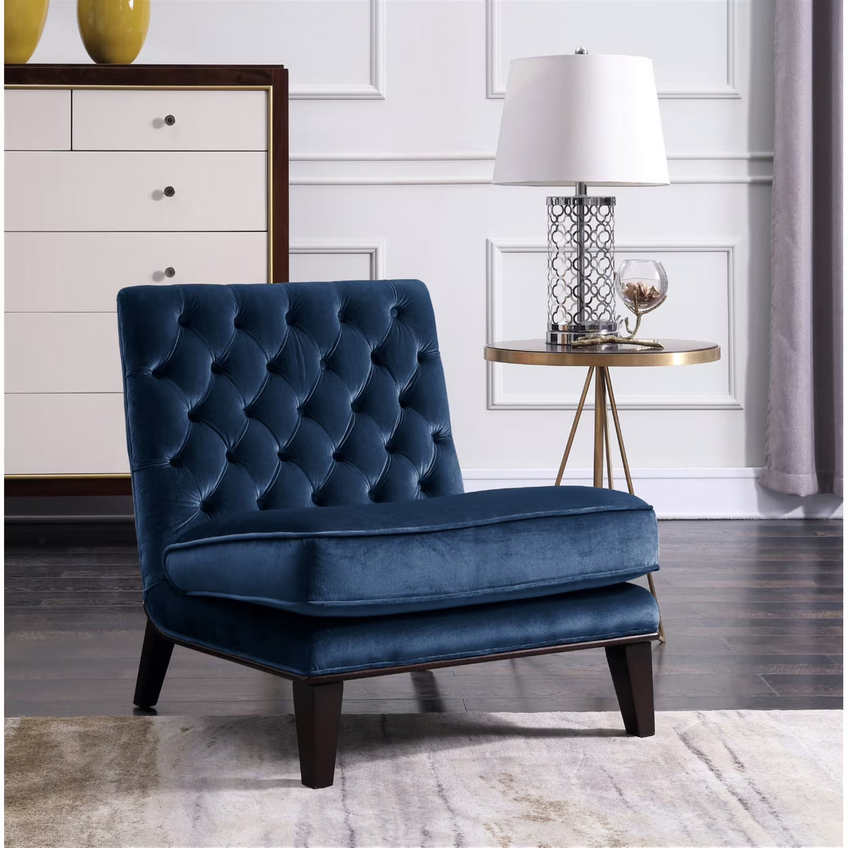 Tufted Velvet Slipper Accent Chair P90956