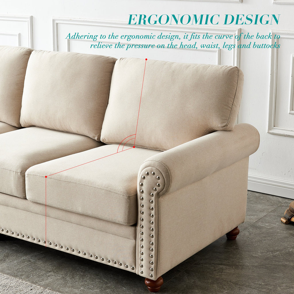 Beige Linen Sofa with Storage U811142