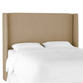 Tan Linen Queen Wingback Headboard A2280