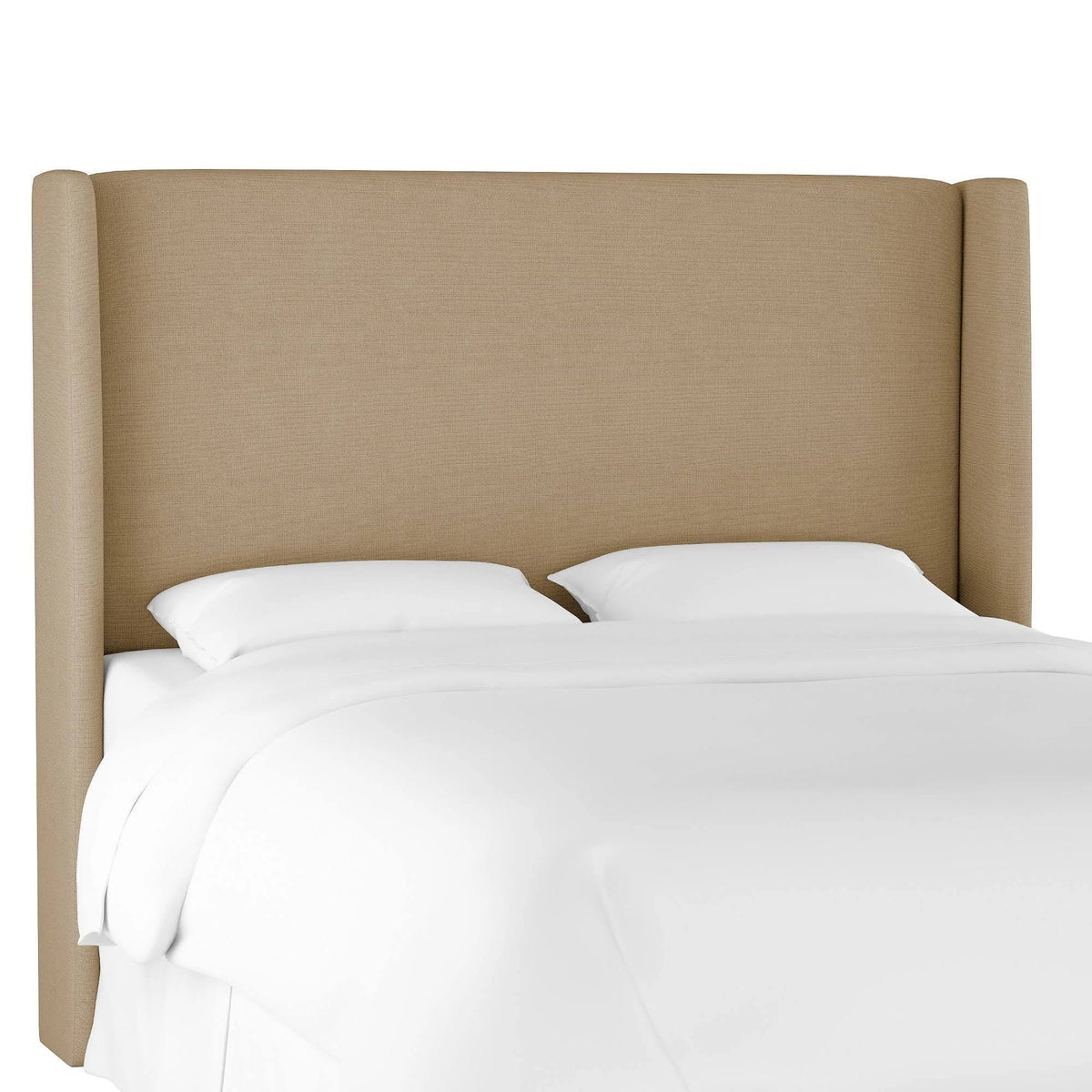 Tan Linen Queen Wingback Headboard A2280