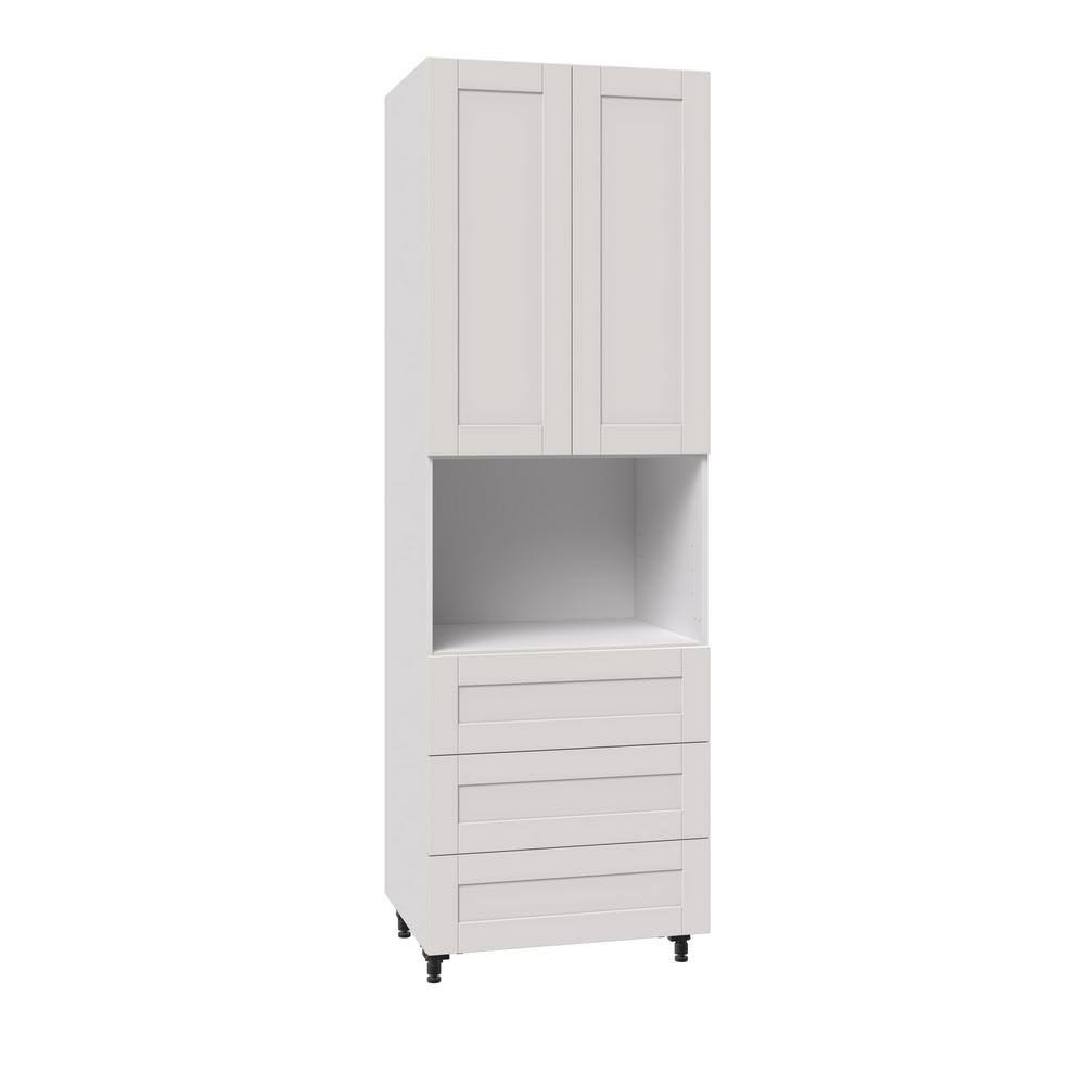 Pantry Microwave Cabinet with Three 10 in. Drawers in Vanilla E8912