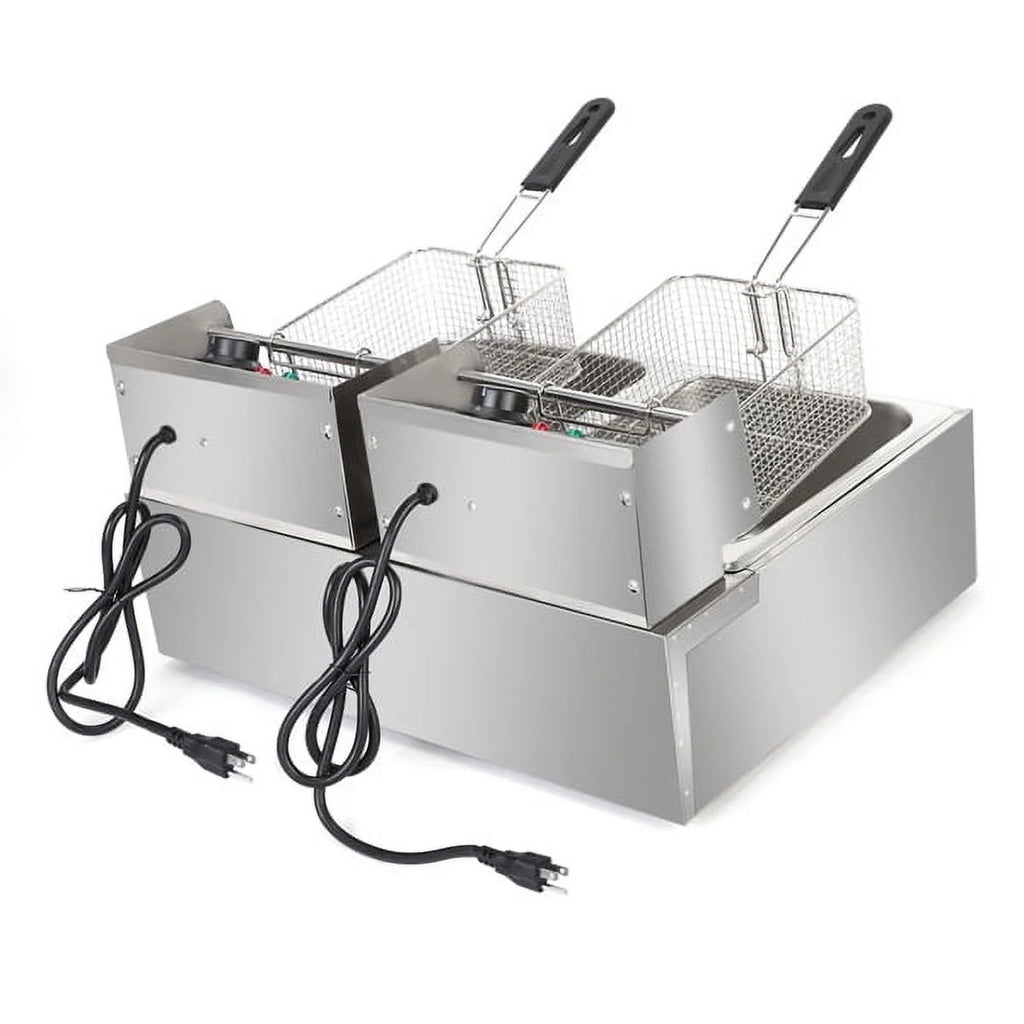 5000W 110V 12L Stainless Steel Double Cylinder Electric Fryer X585066