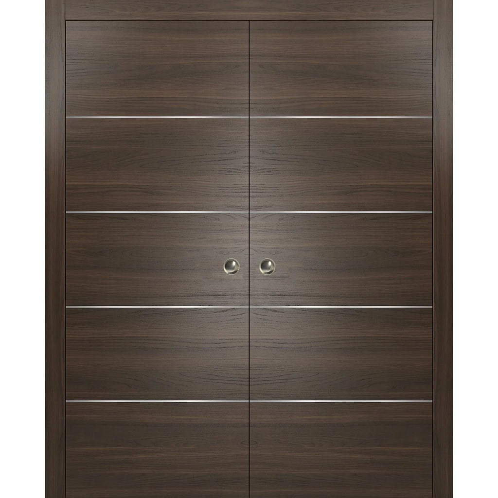 Sliding Brown Doors 48 x 80 with Strips X315445