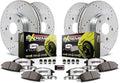 Front and Rear Carbon Fiber Brake Pads with Drilled & Slotted Brake Rotors Kit Y494