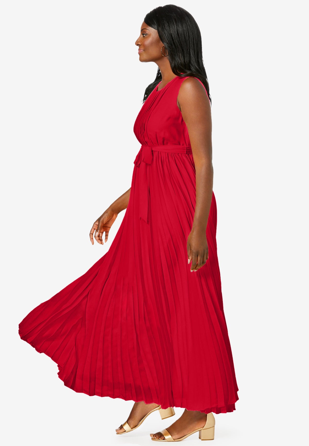 Plus Size Pleated Maxi Dress O52809