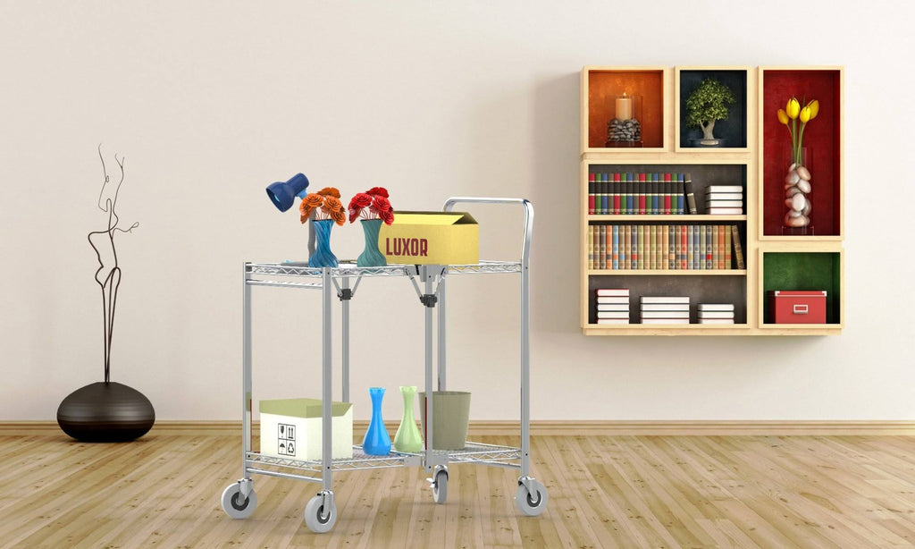 Two Shelf Collapsible Wire Utility Cart Z63058
