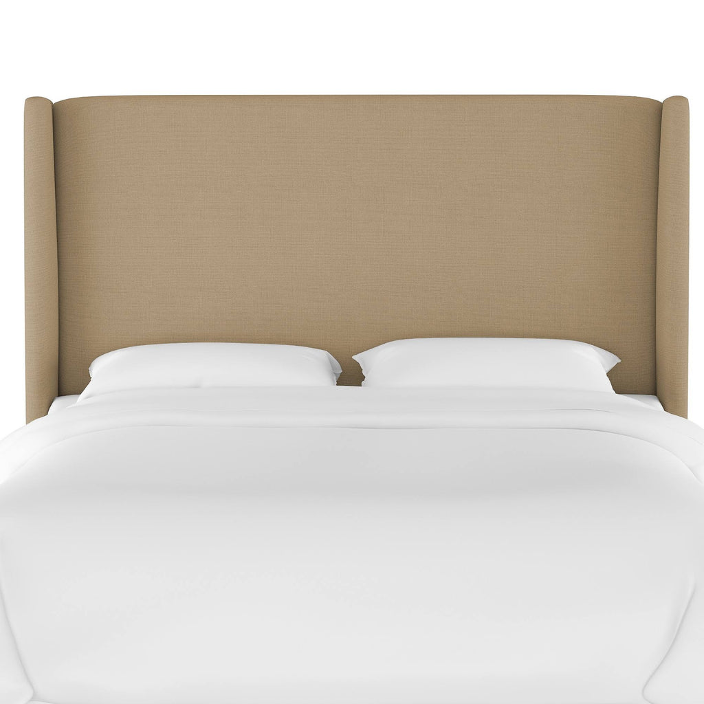 Tan Linen Queen Wingback Headboard A2280