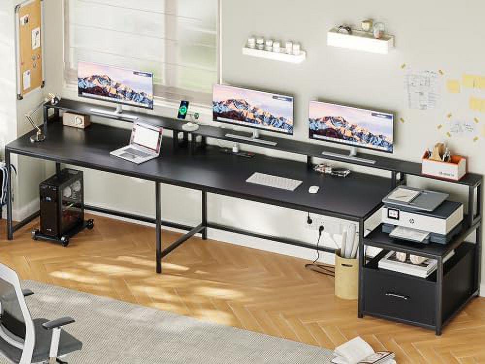 L Shaped Gaming Desk with File Drawer and Power Outlet U14938