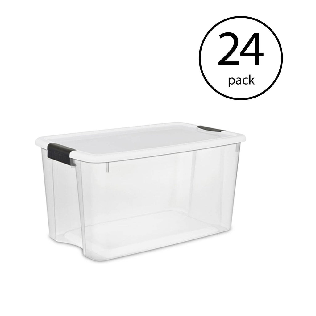 70 Quart Ultra Latch Storage Box with Lid See-Through Base (24 Pack) Y120