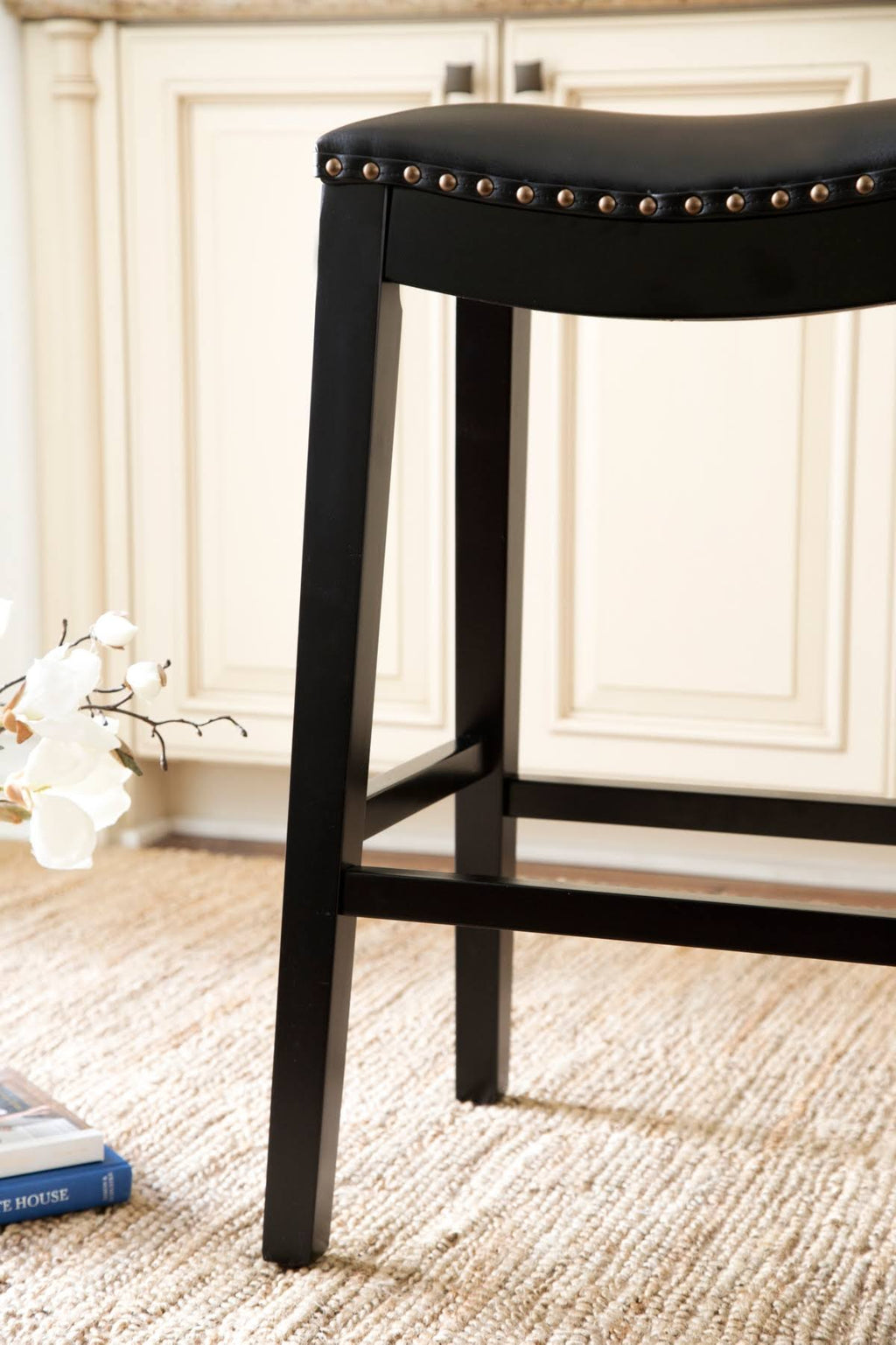 Black Bonded Leather Bar Stool G904
