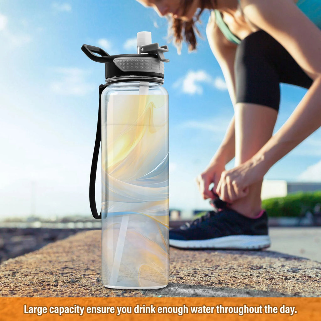 Blue and Yellow Marble 32oz Tritan Leakproof Water Bottle U990
