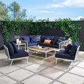 White Navy 9 Piece Aluminum Outdoor Sectional Sofa Set X231369