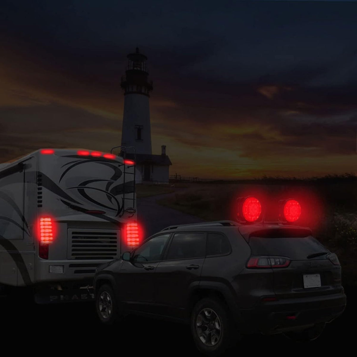 Magnetic Wireless Trailer Towing LED Light Kit with 7 Pin Transmitter Connectors Rechargeable Battery M308