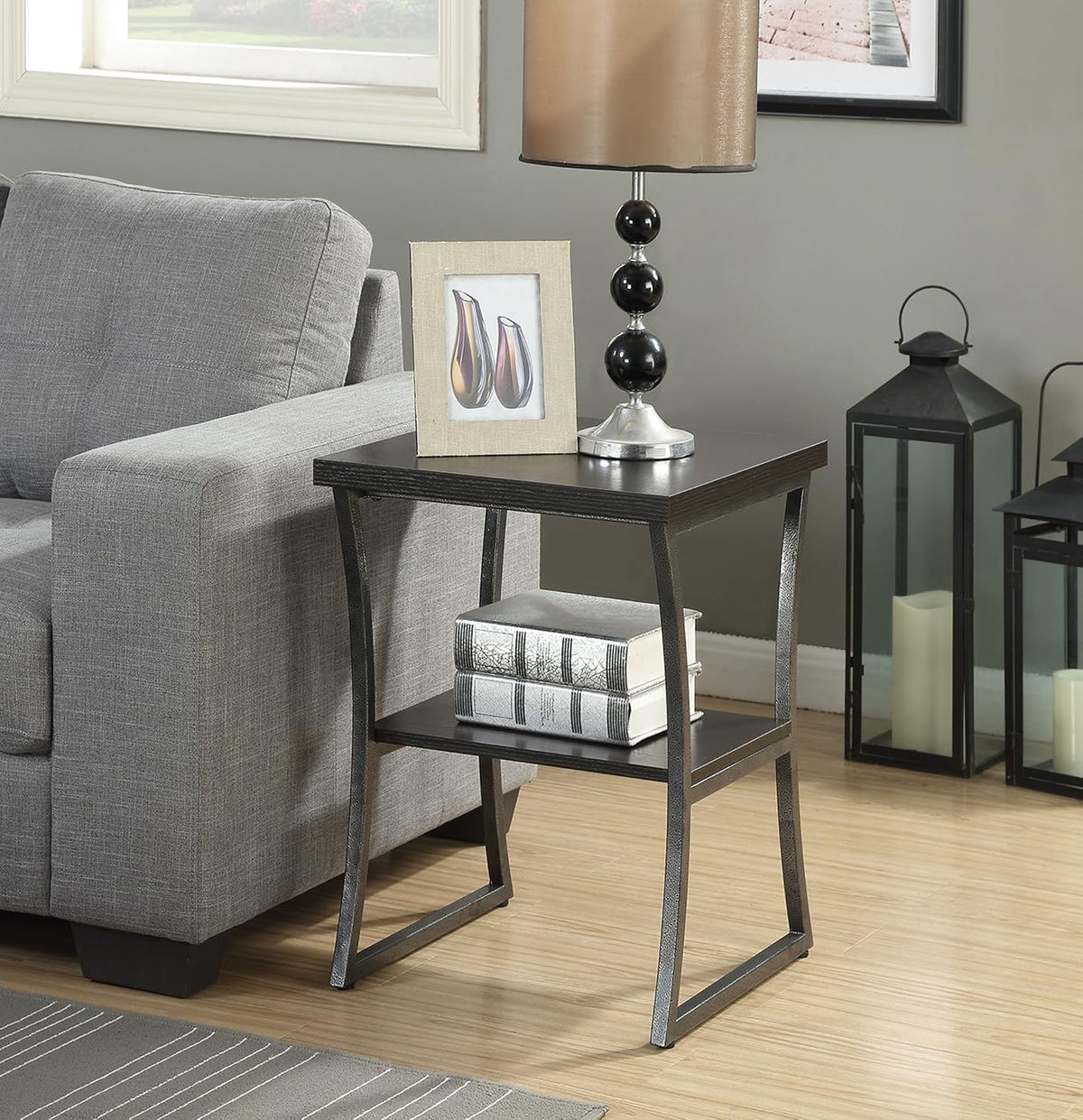 Faux Birch White Frame End Table Pack of 2 V3473