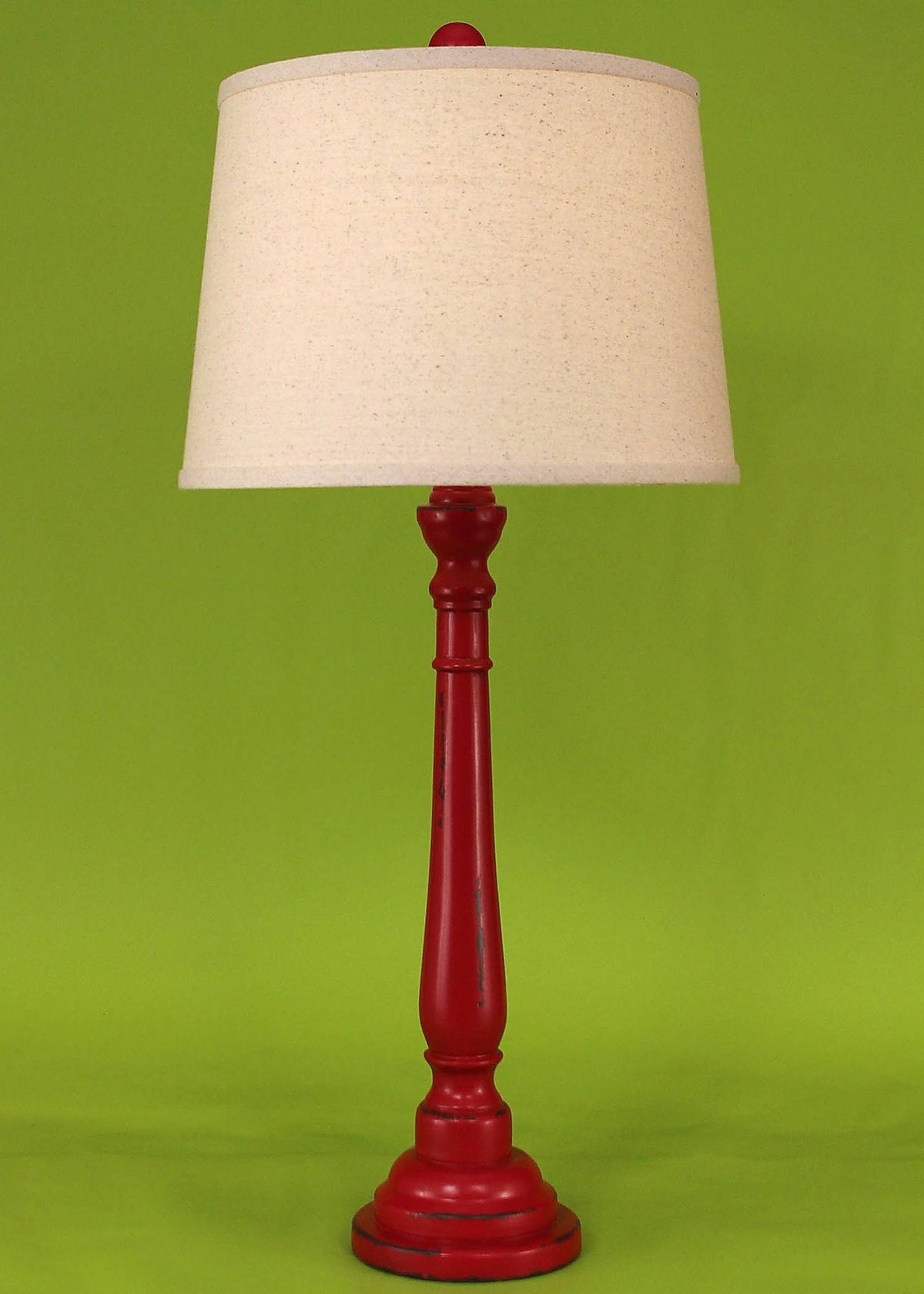 Distressed Brick Red Round Buffet Lamp 33 in J99449