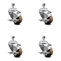 3.5 inch High Temp Glass Filled Nylon Threaded Stem Caster Set with Brake T893