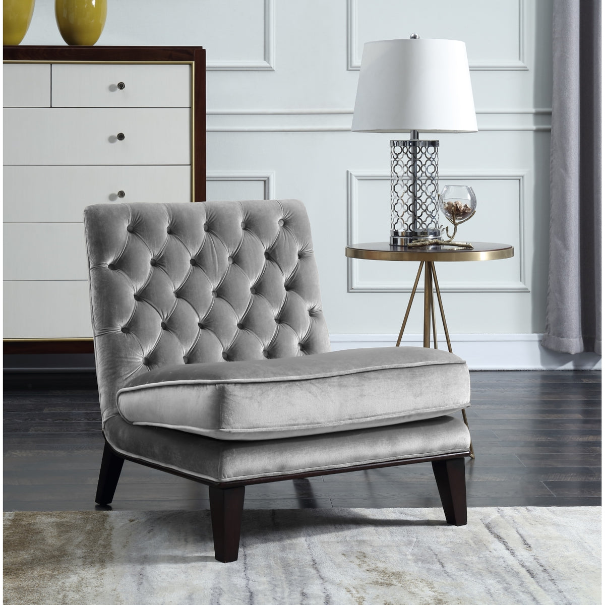 Tufted Velvet Slipper Accent Chair P90956